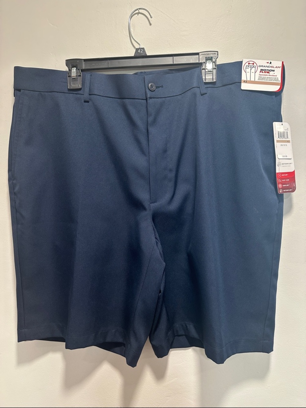 Grand Slam MotionFlow Golf Shorts Black Iris Navy UPF 50 Size 42 New with tags